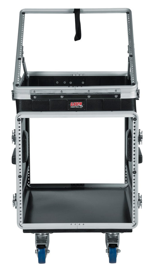 ATA Molded PE Pop-Up Console Rack; 12U Top; 10U Bottom; w/ Casters