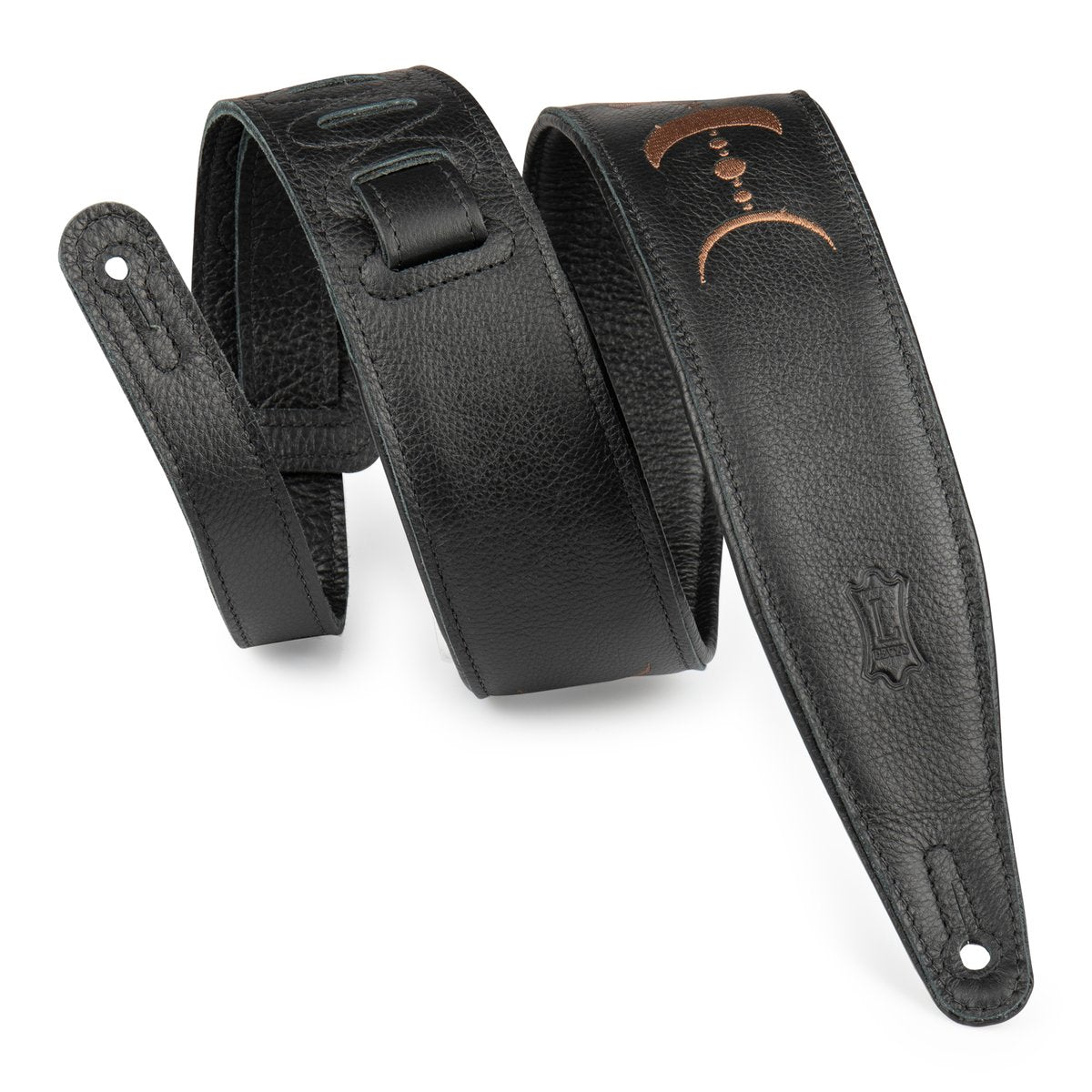 2.5" Black Garment Leather Guitar Strap