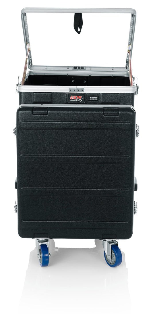 ATA Molded PE Pop-Up Console Rack; 10U Top; 12U Bottom; w/ Casters