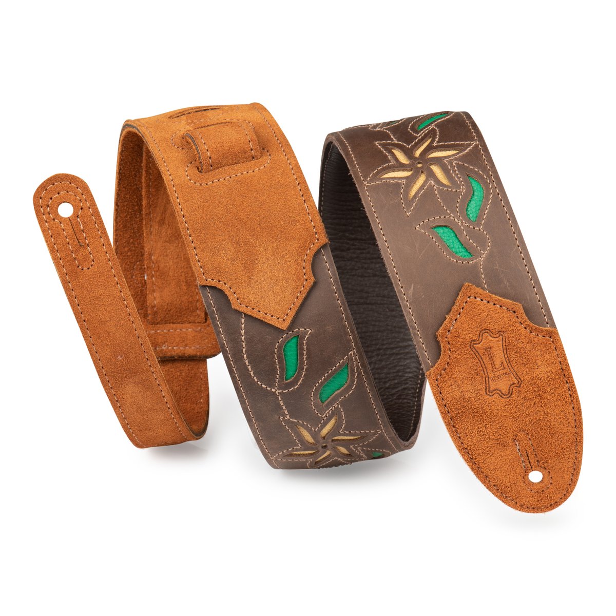 Flowering Vine Guitar Strap-Brown - Yellow Flowers