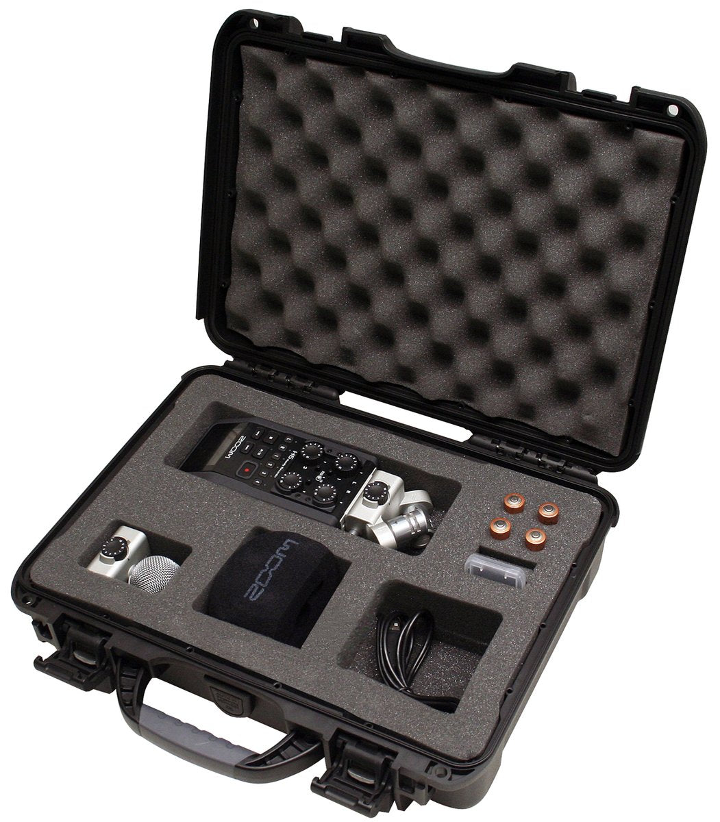 Black Waterproof Injection Molded Case with Custom Foam Insert for Zoom H6 Handheld Recorder and Accessories