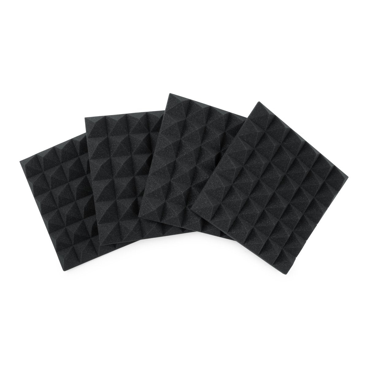Four (4) Pack of 2”-Thick Acoustic Foam Pyramid Panels 12”x12” – Charcoal Color