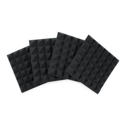 Four (4) Pack of 2”-Thick Acoustic Foam Pyramid Panels 12”x12” – Charcoal Color