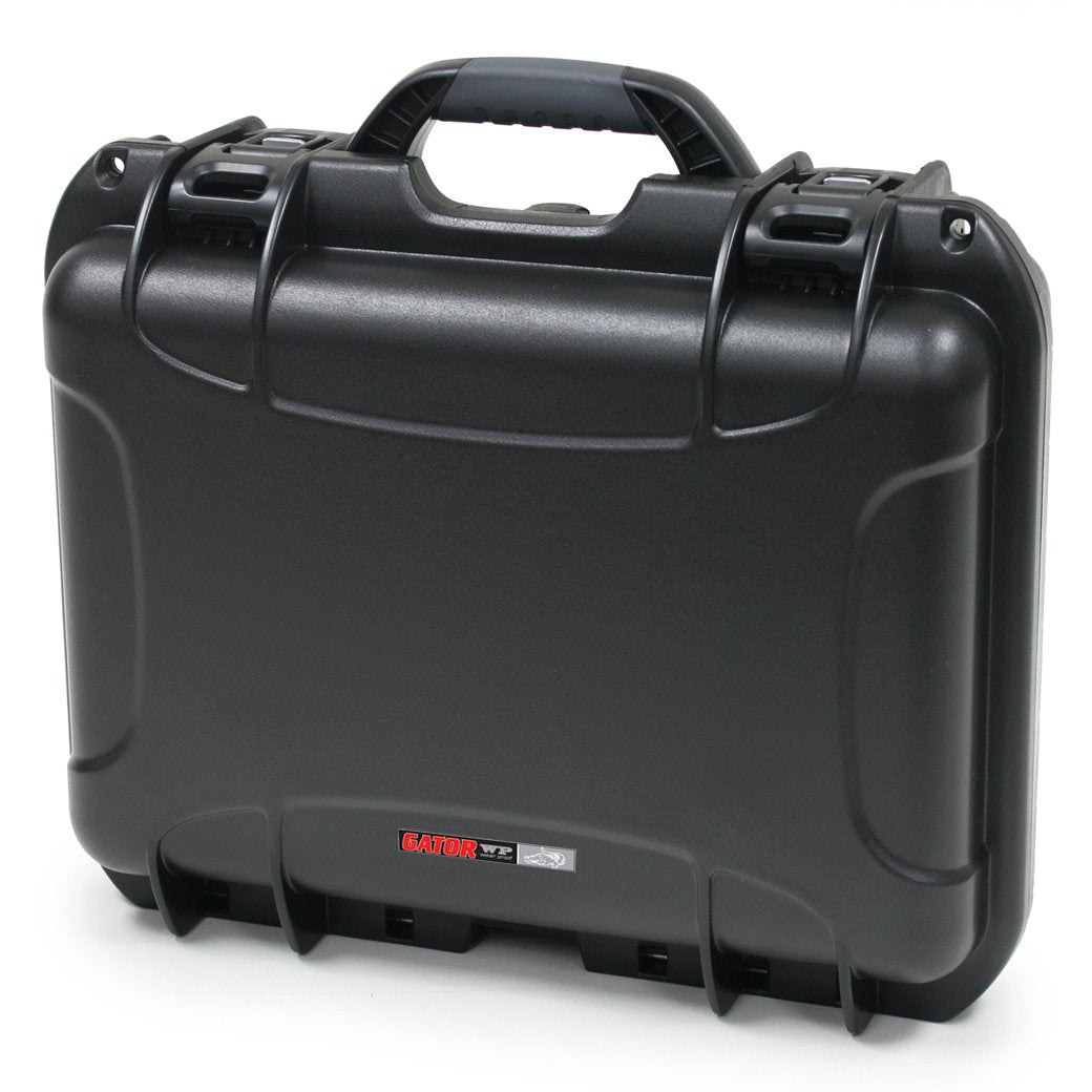 Black waterproof injection molded case with interior dimensions of 15" x 10.5" x 6.2". NO FOAM
