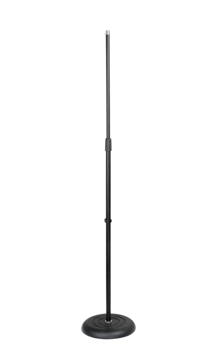Rok-It Tubular Microphone Stand with 10” Round Base and Easy-Twist Clutch Height Adjustment.