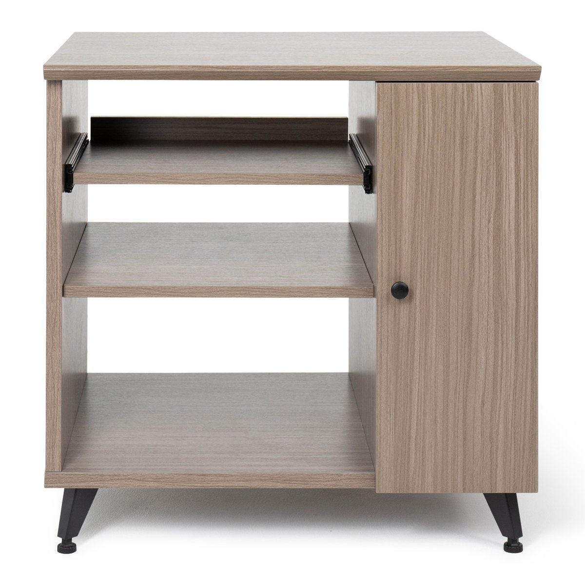 Elite Furniture Series Rolling Rack Sidecar Cabinet in Driftwood Grey Finish with Configurable Rack Space & Shelving
