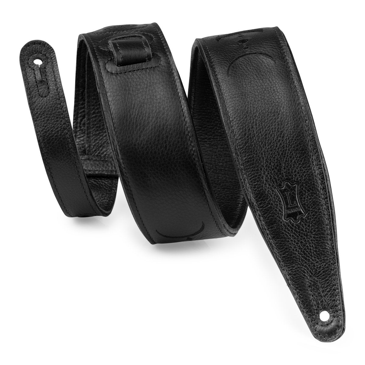 2.5" Black Garment Leather Guitar Strap
