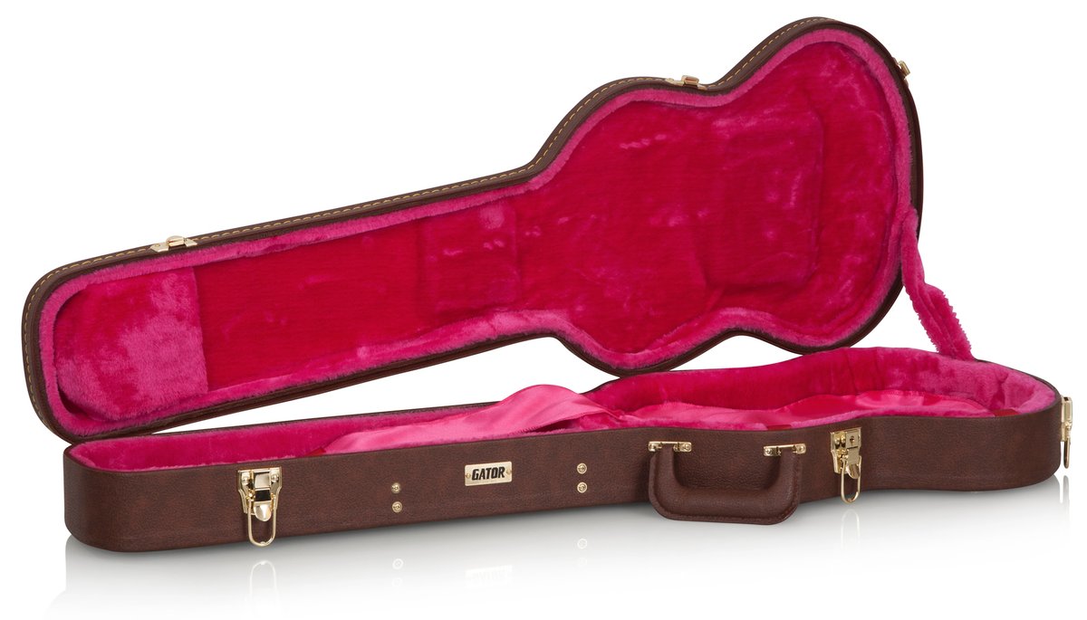 Deluxe Wood Case for Solid-Body Guitars such as Gibson SG®; Vintage Brown Exterior
