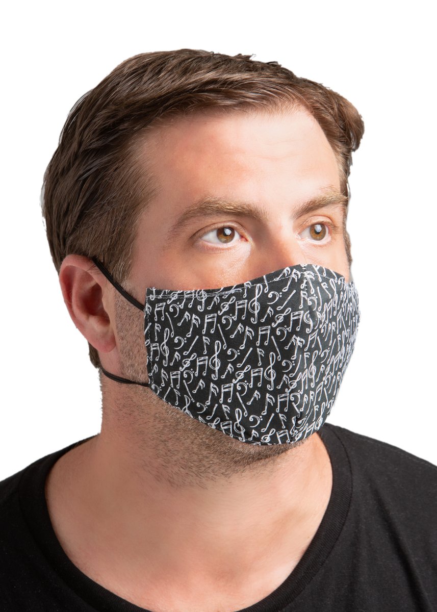 Reusable Face Mask with Pocket for Replaceable Filter - Music Notes