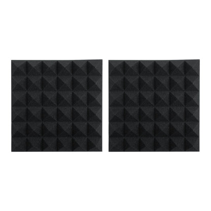 Pair of 2”-Thick Acoustic Foam Pyramid Panels 12”x12” – Charcoal Color