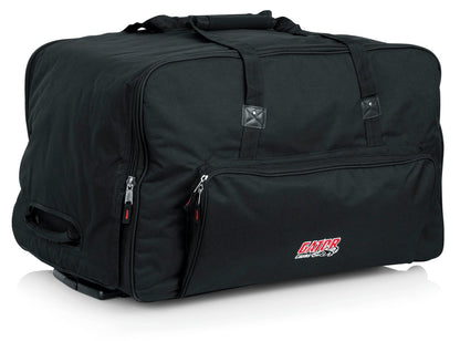 Rolling speaker bag for most 15" speakers including Mackie TH-15A, Behringer EUROLIVE B315A and EUROLIVE B215A, EV ELX115P, And JBL EON305, 315, 515, and 515XT