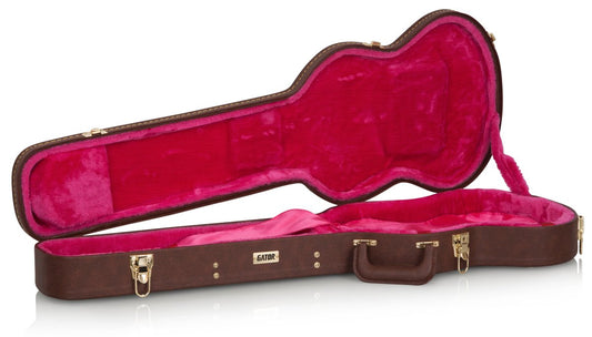 Deluxe Wood Case for Solid-Body Guitars such as Gibson SG®; Vintage Brown Exterior