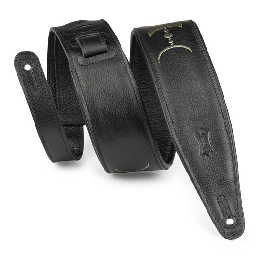 2.5" Black Garment Leather Guitar Strap