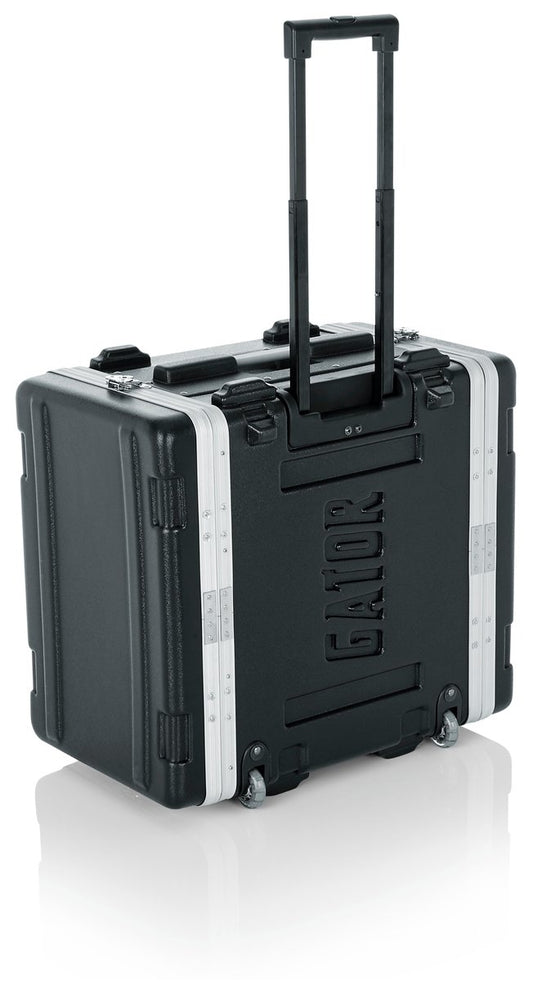 Molded PE Rack Case; Front, Rear Rails; 6U; 19" Deep; Locking, Pull Handle, Recessed Wheels; w/ Power Supply