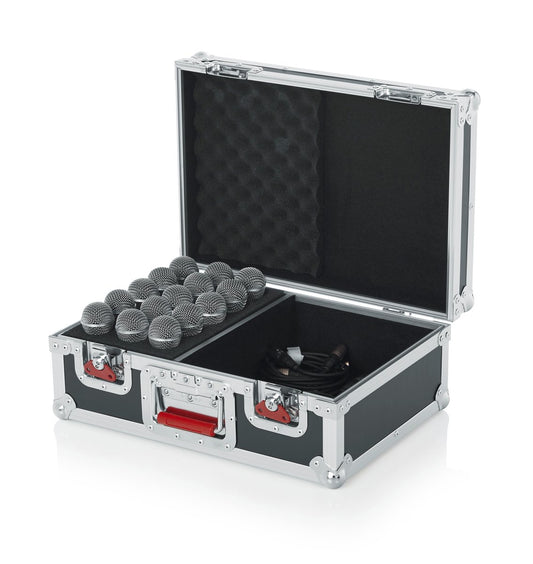 ATA Wood Flight Case w/ Drops for 15 Mics; Recessed Latches; Cable Storage
