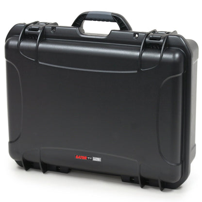 Black waterproof injection molded case with interior dimensions of 20" x 14" x 8". NO FOAM