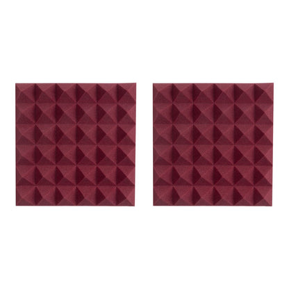 Pair of 2”-Thick Acoustic Foam Pyramid Panels 12”x12” – Burgundy Color