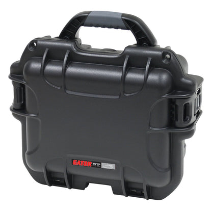 Black waterproof injection molded case with interior dimensions of 9.4" x 7.4" x 5.5" . NO FOAM