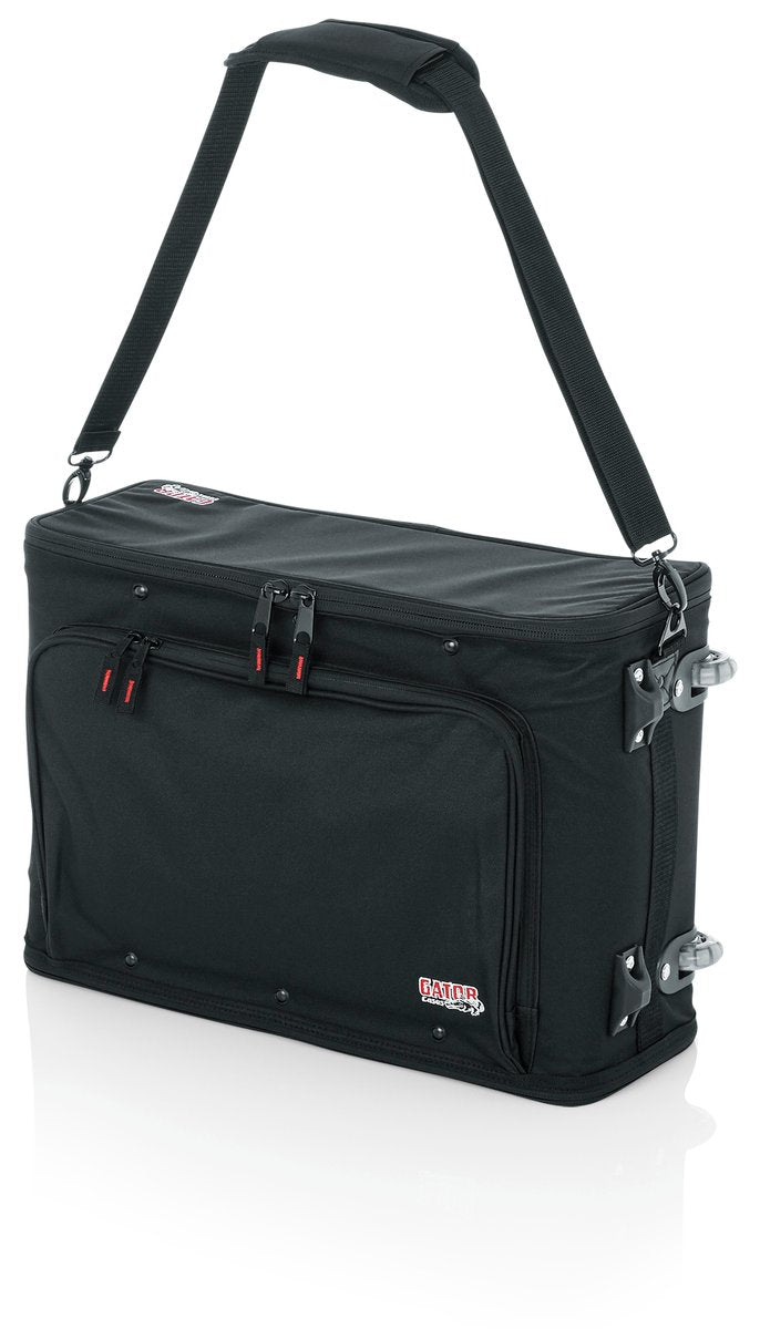 2U Lightweight rolling rack bag with retractable tow handle, aluminum frame and PE reinforcement