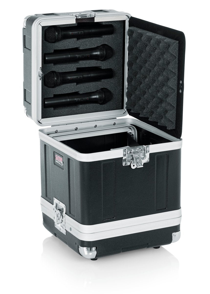 ATA Molded Case for 4 Complete Wireless Mic Systems; half rack
