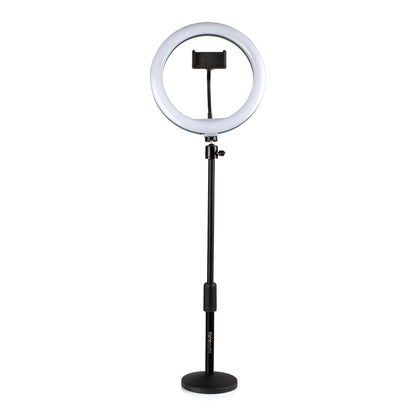 10-Inch LED Desktop Ring Light Stand with Phone Holder and Compact Weighted Base