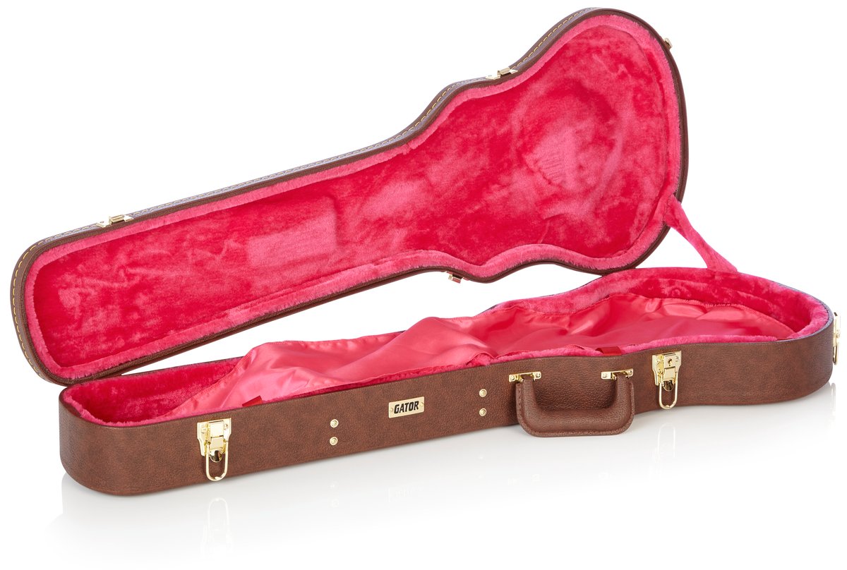 Deluxe Wood Case for Single-Cutaway Guitars such as Gibson Les Paul®; Vintage Brown Exterior