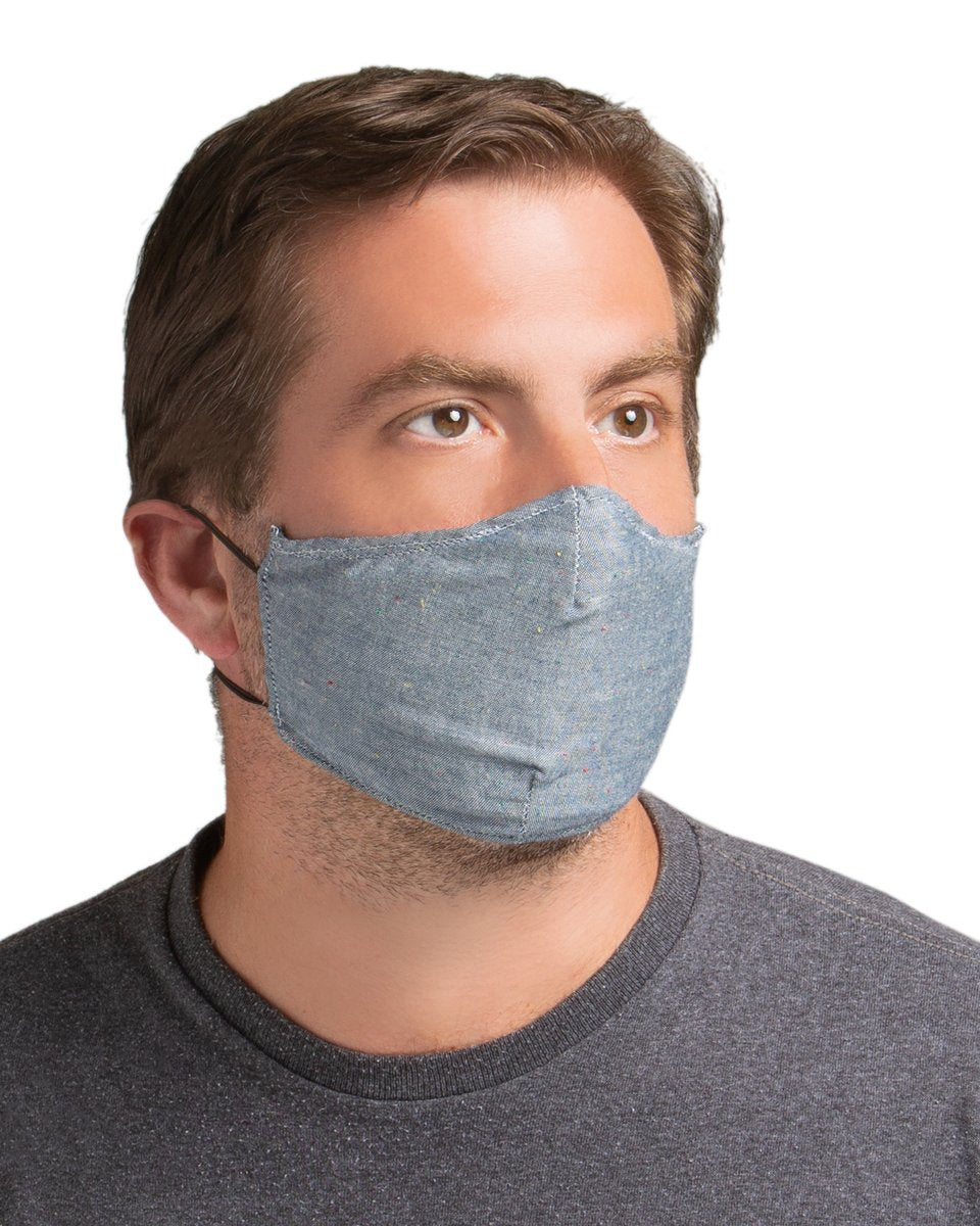 Reusable Face Mask with Pocket for Replaceable Filter in Denim
