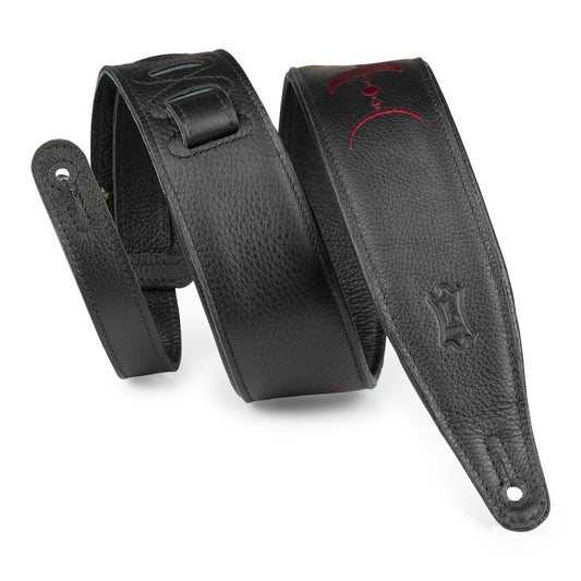2.5" Black Garment Leather Guitar Strap