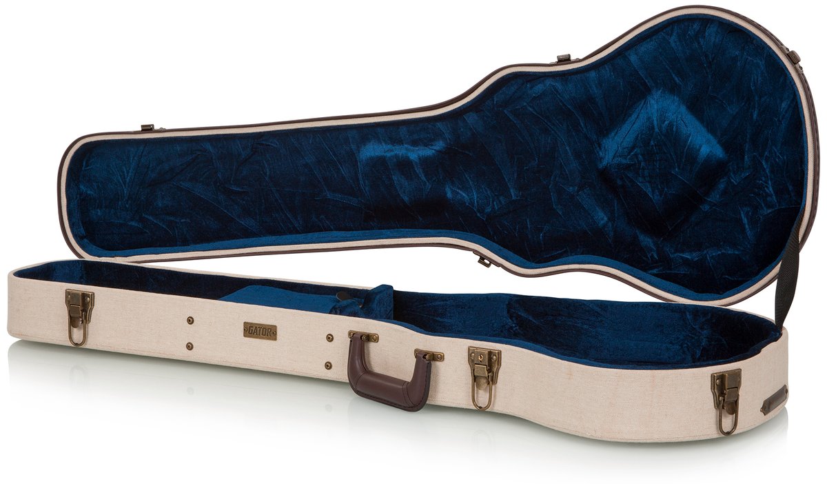 Deluxe Wood Case for Les Paul® Style Guitars; Journeyman Burlap Exterior